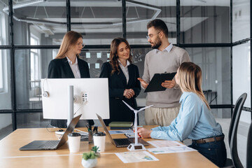 Active discussion. Business people are working in the office