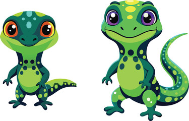 Vector illustration of colorful geckos.