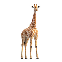 Obraz premium Young Giraffe African Wildlife Tall Mammal Spotted Coat Safari Animal Isolated on Black