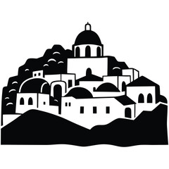 traditional greek village with whitewashed buildings