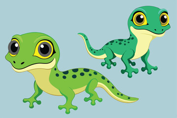 Vector illustration of colorful geckos.