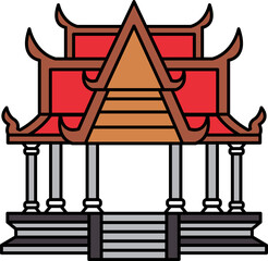 flat icon of Thai temple pavilion