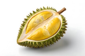Fototapeta premium Fresh cut durian fruit isolated on white background