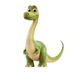 Fototapeta premium Adorable Cartoon Dinosaur Green Apatosaurus Cute Prehistoric Creature 3D Rendered Illustration