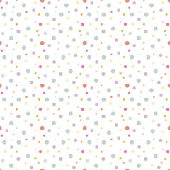Seamless pattern with dots. Playful and cheerful polka dot background. Ideal for fabric, wallpaper, wrapping paper, nursery decor, stationery, packaging, book design, scrapbooking.