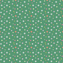 Seamless pattern with dots. Playful and cheerful polka dot background. Ideal for fabric, wallpaper, wrapping paper, nursery decor, stationery, packaging, book design, scrapbooking.