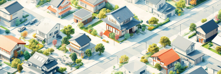 Fototapeta premium 日本の住宅地（イラスト）