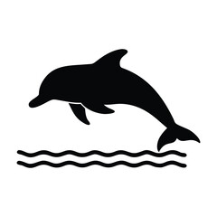 Fototapeta premium Vector isolated silhouette of a dolphin is swimming one