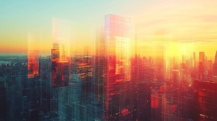 Fototapeta premium Abstract Cityscape at Sunset