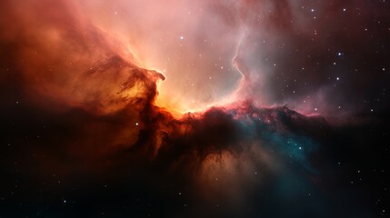 The delicate, swirling formations of a stellar nursery, stars being born from dense cosmic dust and gas,