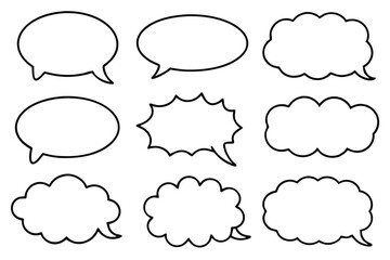 Speech bubble cartoonish expressions black outline line art