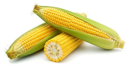 Isolated Fresh Corn on the Cob Offering Nutrient-Rich Benefits and Culinary Versatility