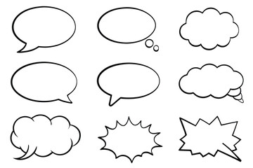 Speech Bubble Talks Ideas Drawn in Line Art