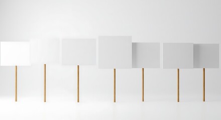 Minimalist arrangement featuring blank signs ready for message adaptation