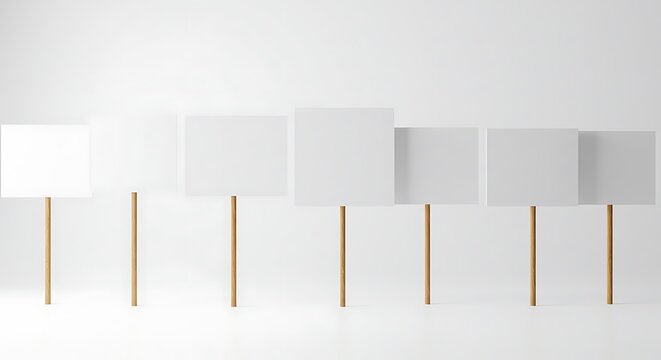 Minimalist arrangement featuring blank signs ready for message adaptation