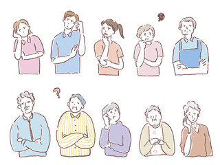 介護、福祉系のお仕事（困った顔の人たち）