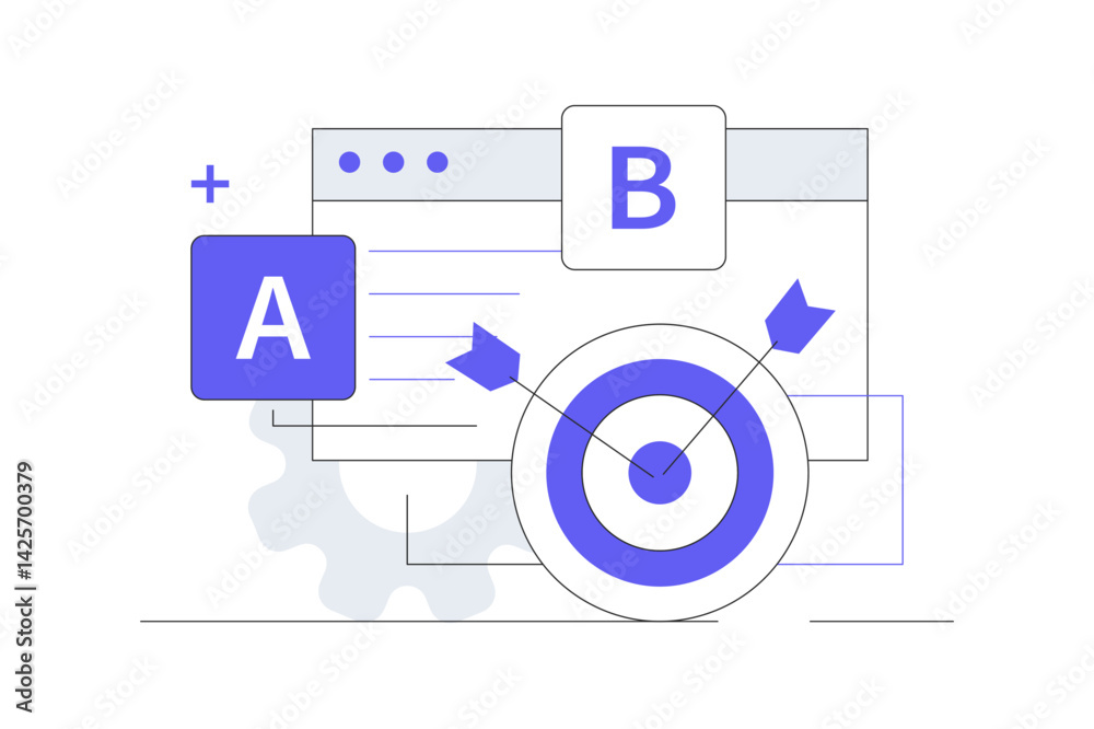 Poster concept of a b testing. user feedback, bug fixing, comparison process. mobile and desktop applicatio