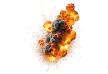 fiery explosion smoke blast fire sparks flames burst