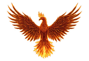 Fototapeta premium fiery phoenix bird rising with glowing flame wings