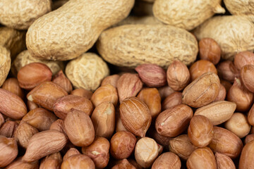 Shelled and Unshelled Peanuts Close-Up