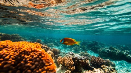 Vibrant marine life thriving in the clear waters of a tropical lagoon,
