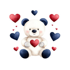 Obraz premium Cute teddy bear with heart, perfect for love-themed designs. isolated against a transparent background.