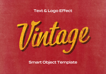 Vintage Retro Old Text Logo Style Effect Mockup Logotype Template Shape