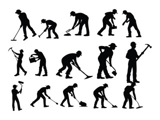 Fototapeta premium Baseball player silhouettes, dynamic poses, batting stances, pitching motions, black and white, high contrast, athletic figures, action sequence, motion study, sports illustration, vector graphic styl