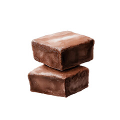 Delicious chocolate pieces stacked on each other. isolated against a transparent background.