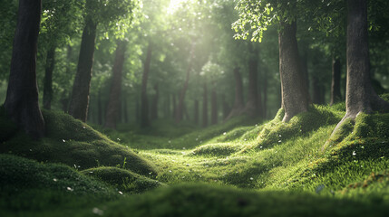 Obraz premium Serene forest with soft glowing light