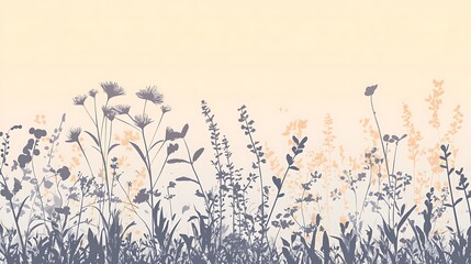 Wildflower Meadow Silhouette Sunset.