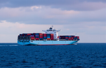 Container Ship Sailing on the Ocean