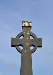 Stone Christian Celtic Cross Memorial Marker in Ireland