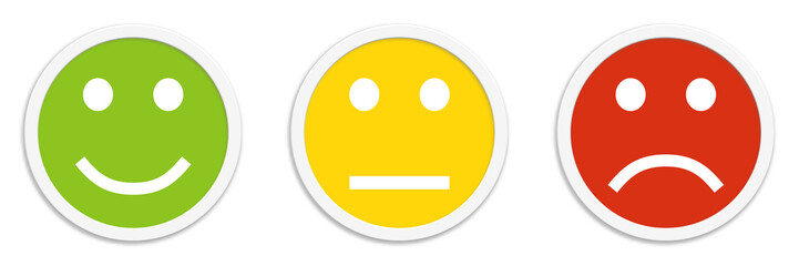 3 Feedback Buttons in rot, gelb und grün