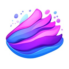 Vibrant, layered abstract design in shades of purple and blue.