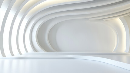 Obraz premium modern, soft pastel toned 3D stage set with smooth, flowing lines and minimalist design creates serene atmosphere