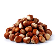 Fototapeta premium A pile of whole hazelnuts isolated on a white background