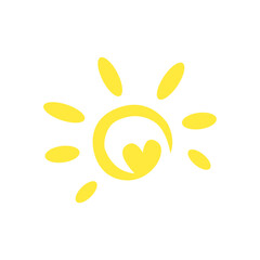 sun icon, summer, heat, on a white background, vector illustration