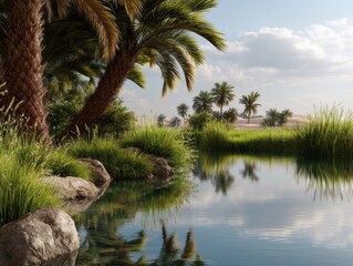 Obraz premium Celebrate World Day to Combat Desertification and Drought with a Stunning Oasis of Life and Water