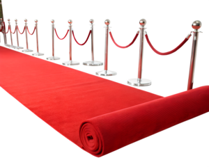 Red carpet rolling out for a glamorous event invitation