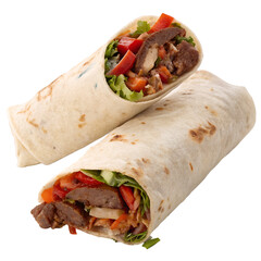 Beef wrap isolation on transparent background