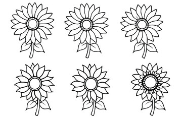 Sunflower Petals Dance in Summer Breeze Line Art