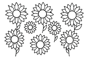 Fototapeta premium Sunflower Love Captured in Nature's Artwork Line Art