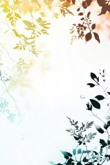 Colorful Leaf Silhouettes against Gradient Background in Abstract Design.