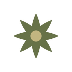 Minimal Star Shaped Flower Symbol with Earth Tone Petals