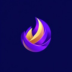 Dynamic, stylized logo design featuring gold and purple.