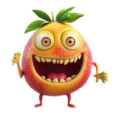 Fototapeta premium Cheerful animated orange character waving with excitement in a vibrant, playful design