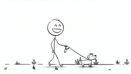 Walking Dog Happy Stick Figure Cartoon Animation
