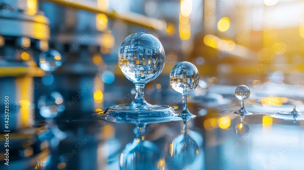Aufkleber h2 bubbles replacing smoke from factory chimneys in a metaphorical scene conceptual photography stoc