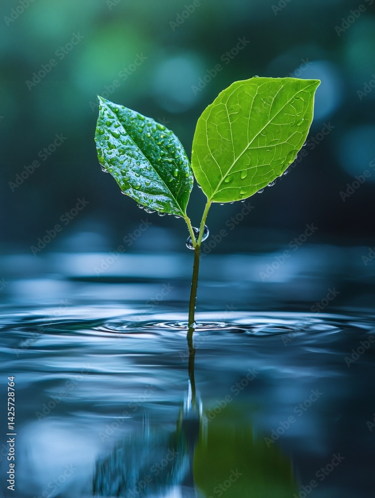 Poster abstract concept of h2 fuel cell sprouting leaves from its core conceptual photography stock photo w